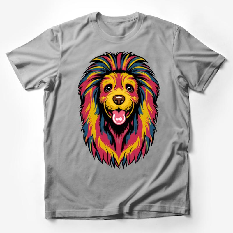 Colorful Dog Design T-Shirt, Unisex Graphic Tee, Animal Lover Gift, Vibrant Pet Art Shirt, Casual Canine Apparel, Unique Dog Illustration Top Male T-Shirt