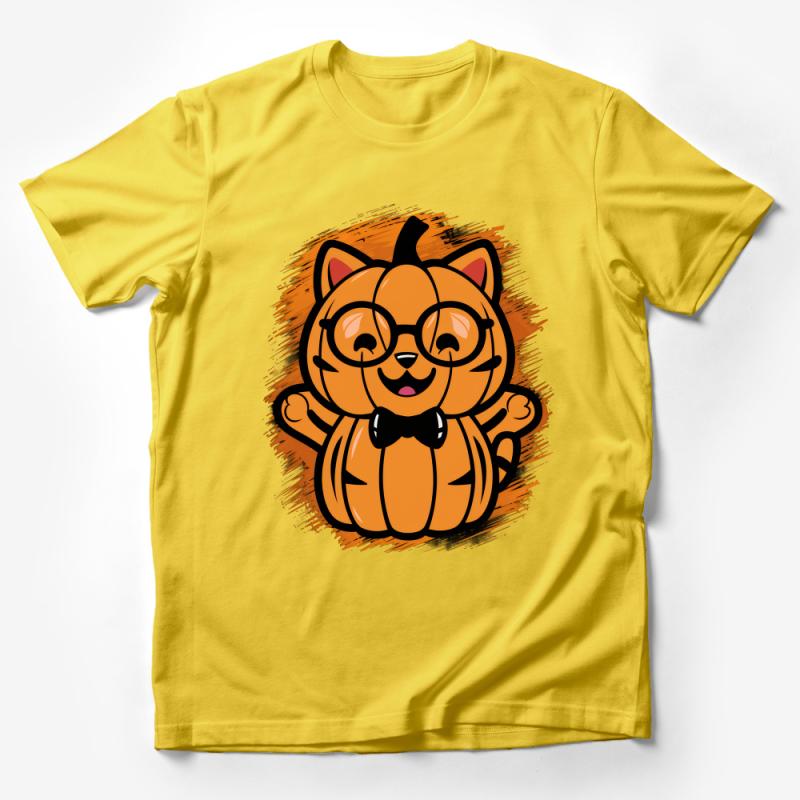 Cute Pumpkin Cat T-Shirt, Halloween Kitten Tee, Whimsical Fall Season Shirt, Animal Lover Gift Idea, Unisex Graphic Top Male T-Shirt