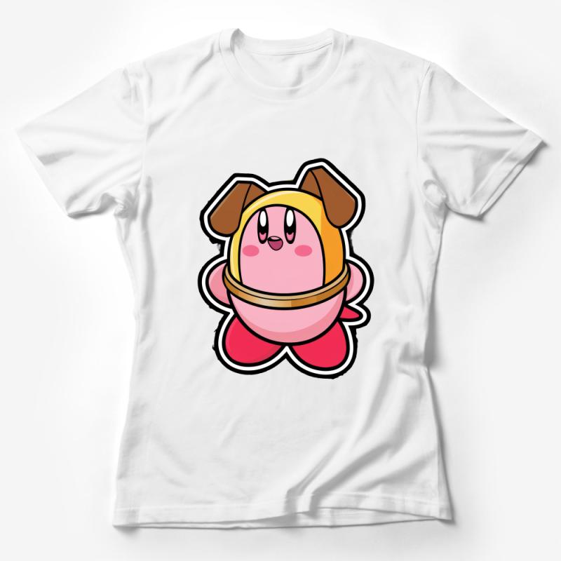 Cute Pink Cartoon Character T-Shirt, Adorable Animal Graphic Tee, Unisex Casual Clothing, Fun Gift Idea Female T-Shirt