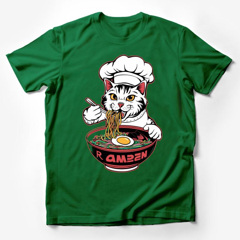 Cat Chef Ramen Noodle T-Shirt, Cute Kawaii Kitty Cooking, Funny Asian Cuisine Foodie Tee, Unisex Graphic Shirt, Unique Gift Idea Male T-Shirt