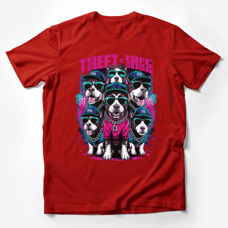 Cool Dogs T-Shirt, Street Style Graphic Tee, Urban Hip Hop Dogs Shirt, Funky Animal Print Top, Unisex Casual Wear Male T-Shirt