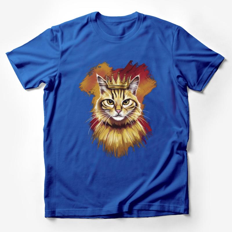 Regal Cat with Crown T-Shirt, Majestic Feline King Tee, Animal Lover Gift, Unisex Graphic Shirt, Unique Cat Art Top Male T-Shirt