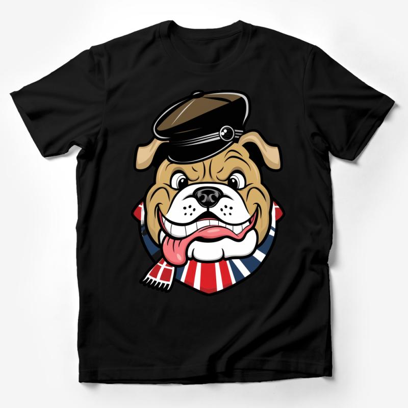 Bulldog T-Shirt, Funny British Dog With Cap, Cute Animal Cartoon Graphic Tee, Dog Lover Gift, Unisex Casual Wear, Novelty Shirt Male T-Shirt