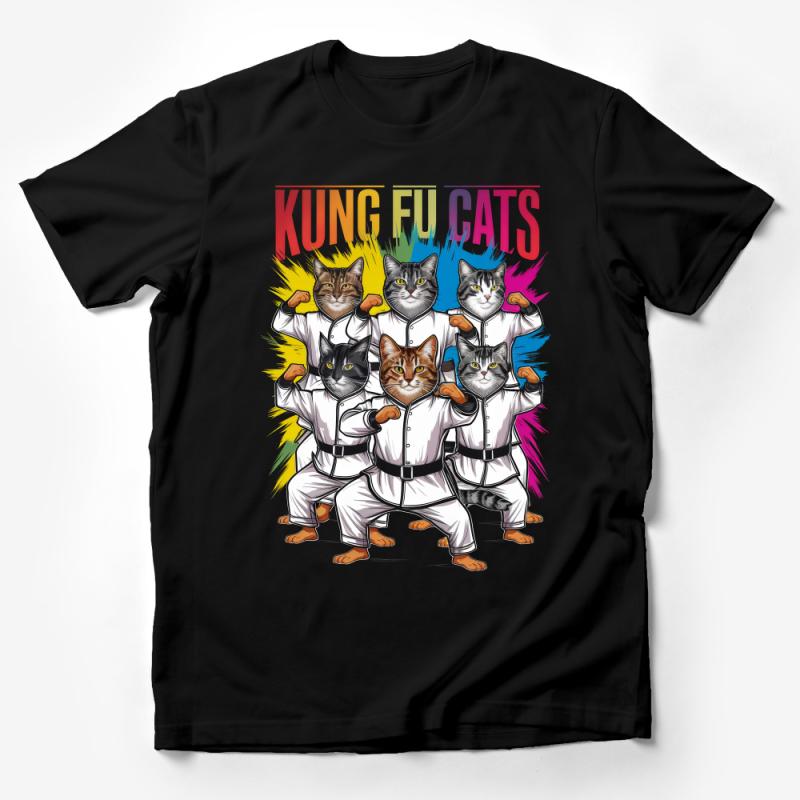 Funny Kung Fu Cats T-Shirt, Martial Arts Feline Graphic Tee, Cat Lovers Gift, Unisex Male T-Shirt