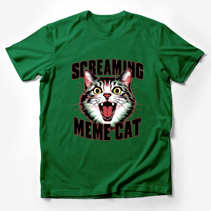 Screaming Meme Cat T-Shirt, Funny Internet Meme Graphic Tee, Unisex Casual Cat Lover Shirt, Novelty Gift Idea Male T-Shirt