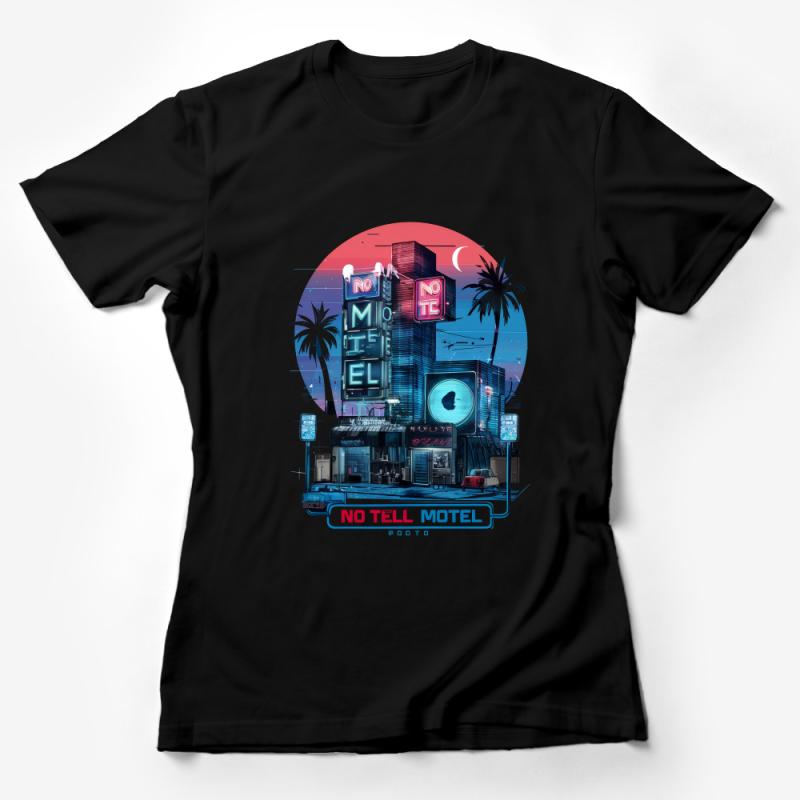 Retro Neon No Tell Motel Graphic Tee, Vintage Style Urban T-Shirt, Cool City Nightlife Shirt, Unique Streetwear Top, Unisex Tee Design Female T-Shirt