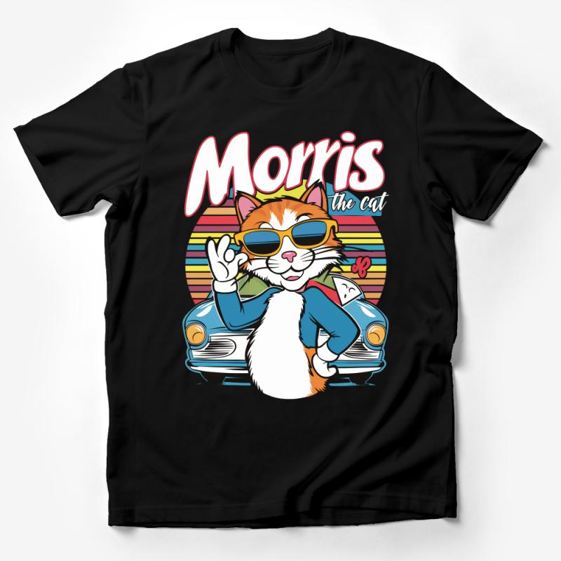 Cool Cat T-Shirt, Retro Style Morris the Cat Tee, Vintage Car Graphic Shirt, Unisex Fashion Top, Casual Hipster Clothing, Unique Gift Idea Male T-Shirt