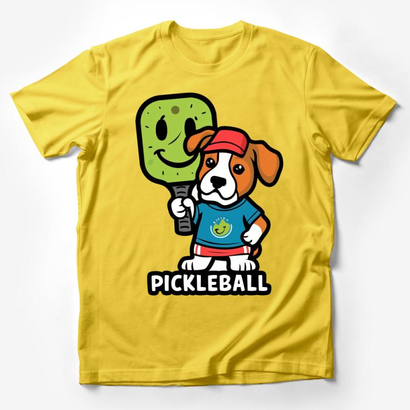 Cute Pickleball Puppy T-Shirt, Funny Dog Playing Pickleball Graphic Tee, Unisex Sports Shirt, Casual Athletic Apparel, Gift for Players Male T-Shirt