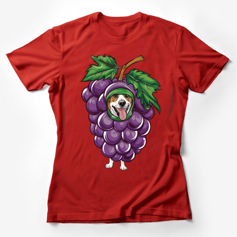 Funny Dog Grape Costume T-Shirt, Cute Beagle in Fruit Outfit, Unisex Graphic Tee, Casual Summer Shirt, Animal Lover Gift Female T-Shirt