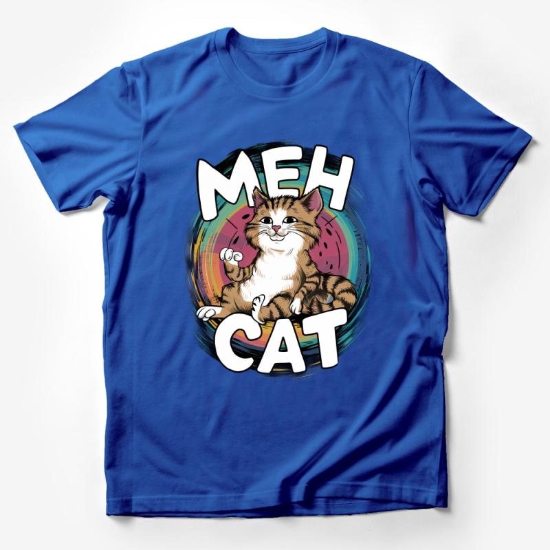 Meh Cat T-Shirt, Funny Cat Lover Tee, Whimsical Feline Graphic Shirt, Casual Unisex Cat Meme Top, Unique Gift for Cat Owners Male T-Shirt