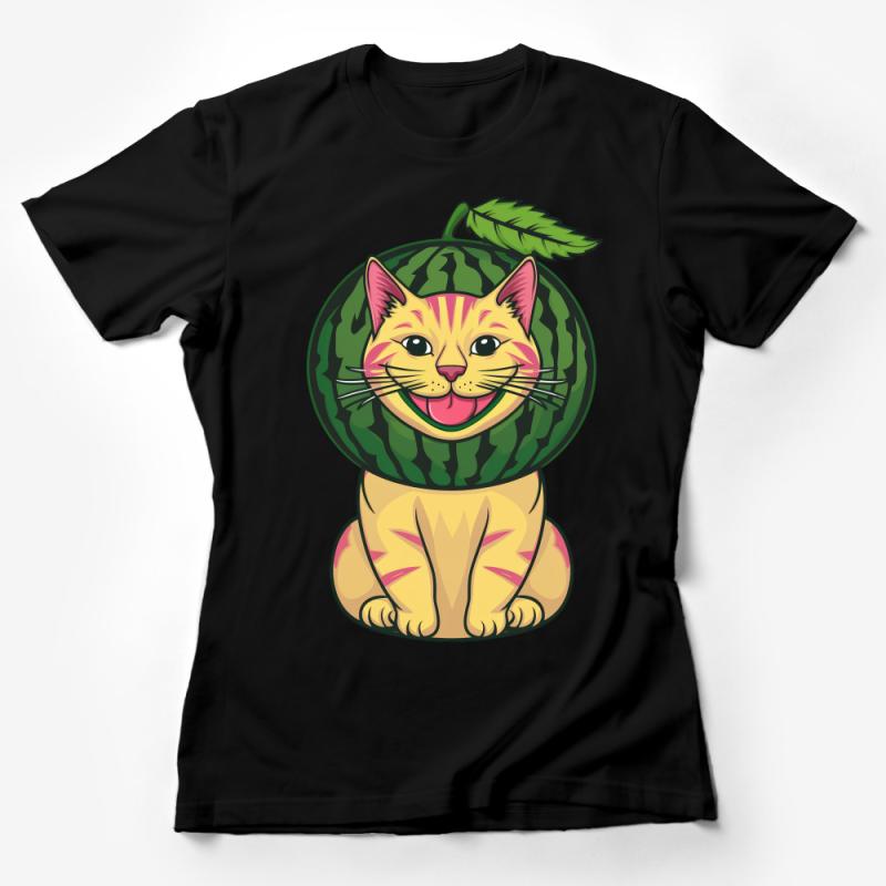 Watermelon Cat T-Shirt, Cute Cat Graphic Tee, Summer Fruit Kitty Shirt, Funny Cat Lover Gift, Unisex Kitten Top, Casual Wear Female T-Shirt