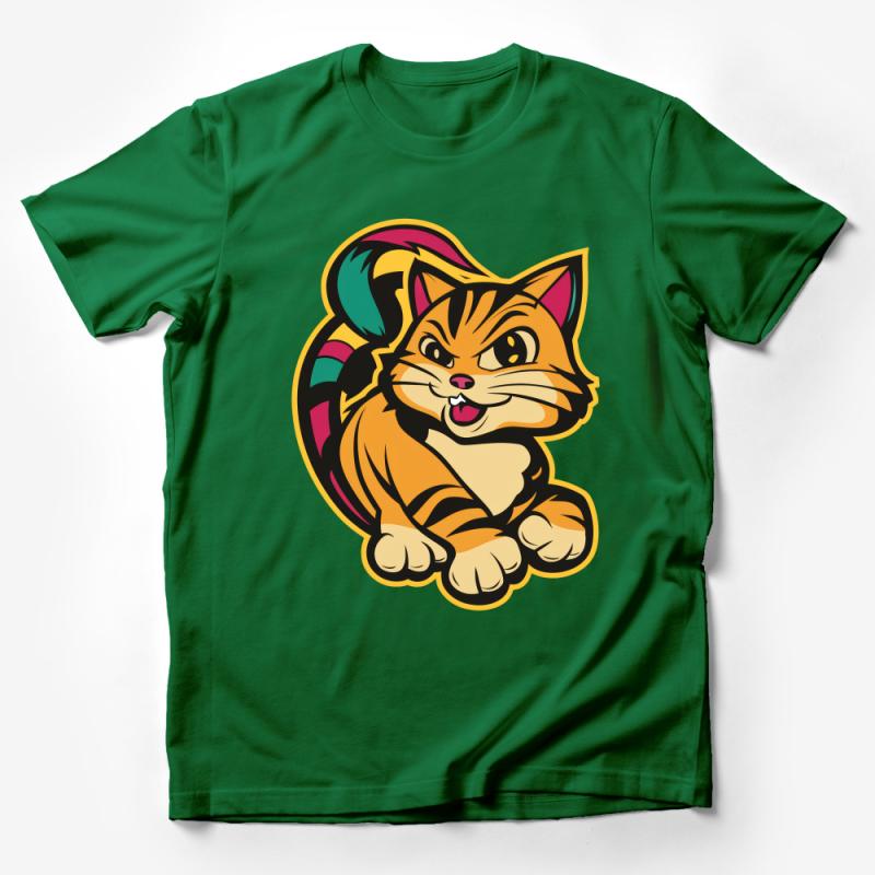 Colorful Cartoon Cat T-Shirt, Whimsical Feline Art Tee, Kids and Adults Unisex Shirt, Fun Animal Graphic Top, Casual Wear, Gift for Cat Lovers Male T-Shirt