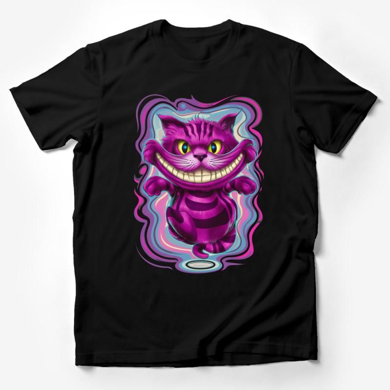 Whimsical Cat T-Shirt, Vibrant Purple Cartoon Cat, Fantasy Animal Tee, Unique Graphic Design Shirt, Comfy Casual Cotton Top, Unisex Male T-Shirt