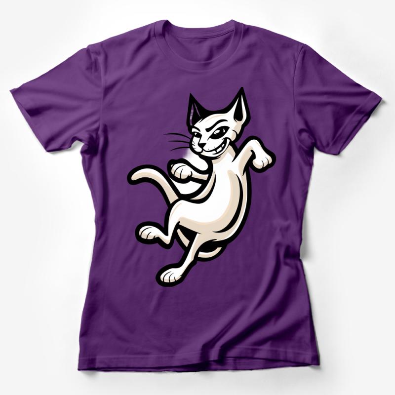 Playful Cat Graphic T-Shirt, Cute Cartoon Feline Tee, Casual Animal Lover Top, Whimsical Kitty Shirt for All Ages Female T-Shirt