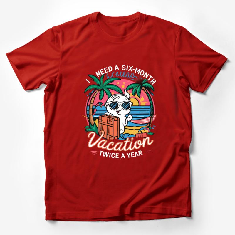 Tropical Beach Vacation T-Shirt, Funny Travel Quote, Summer Holiday Tee, Unisex Graphic Shirt, Palm Trees and Sunset Design, Gift Idea Male T-Shirt