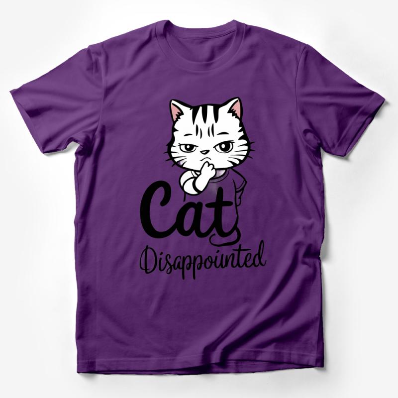 Cute Disappointed Cat T-Shirt, Funny Cat Lover Tee, Unisex Graphic Shirt, Casual Kitten Top, Gift for Cat Owners, Soft Fabric Apparel Male T-Shirt