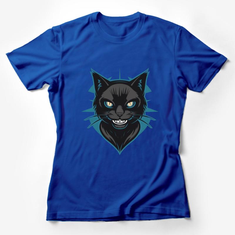 Black Cat T-Shirt, Cool Feline Graphic Tee, Unisex Gothic Cat Lover Shirt, Unique Pet Portrait, Hipster Animal Top, Edgy Streetwear Female T-Shirt