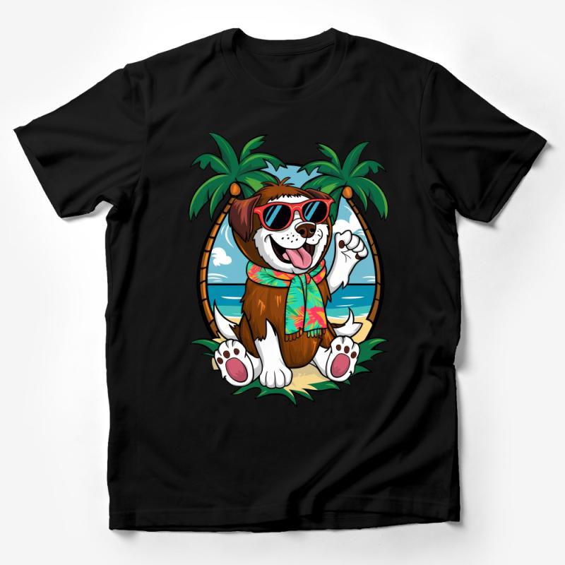 Tropical Dog T-Shirt, Cool Beach Puppy Graphic Tee, Hawaiian Shirt Dog, Summer Pet Fashion, Unisex Animal Lover Shirt, Casual Wear Male T-Shirt