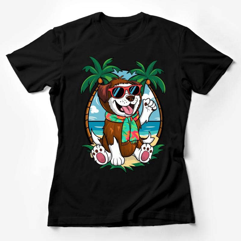 Tropical Dog T-Shirt, Cool Beach Puppy Graphic Tee, Hawaiian Shirt Dog, Summer Pet Fashion, Unisex Animal Lover Shirt, Casual Wear Female T-Shirt