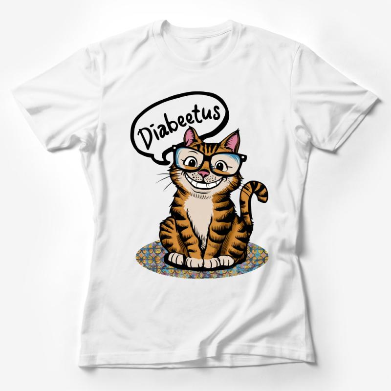 Funny Cat T-Shirt with Glasses, Diabeetus Meme, Cute Tabby Cat Tee, Casual Wear for Cat Lovers, Unisex Graphic Tee Shirt Female T-Shirt