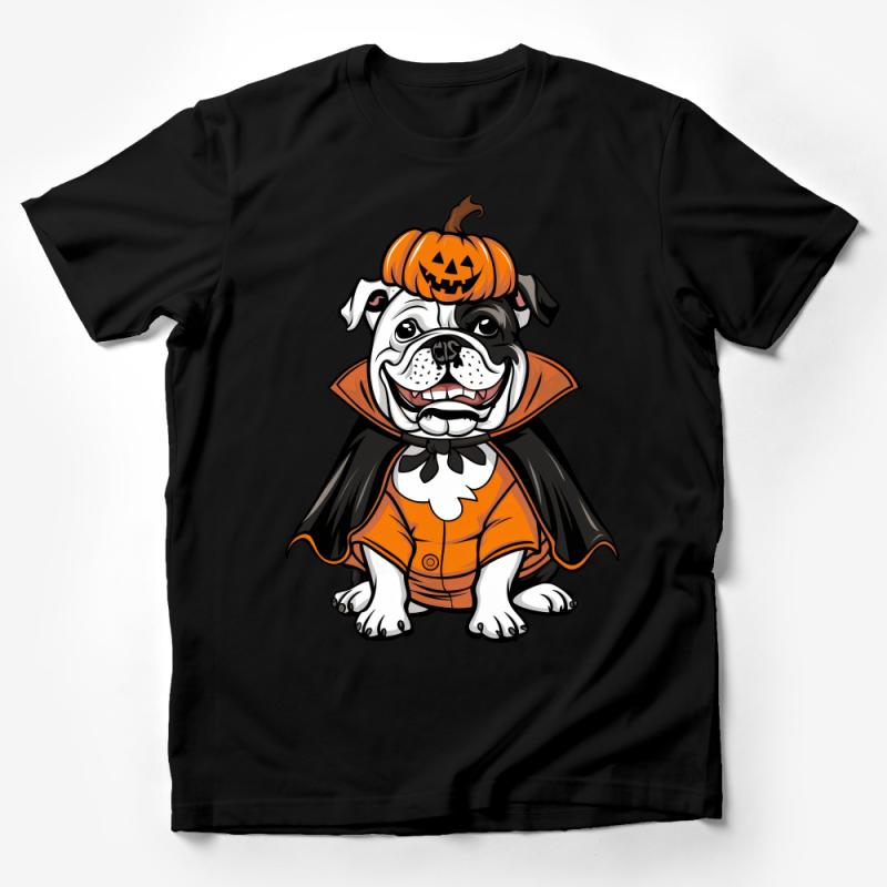 Halloween Bulldog T-Shirt, Cute Dog in Pumpkin Costume, Funny October Tee, Pet Lover Gift, Spooky Animal Shirt, Fall Apparel Unisex Male T-Shirt