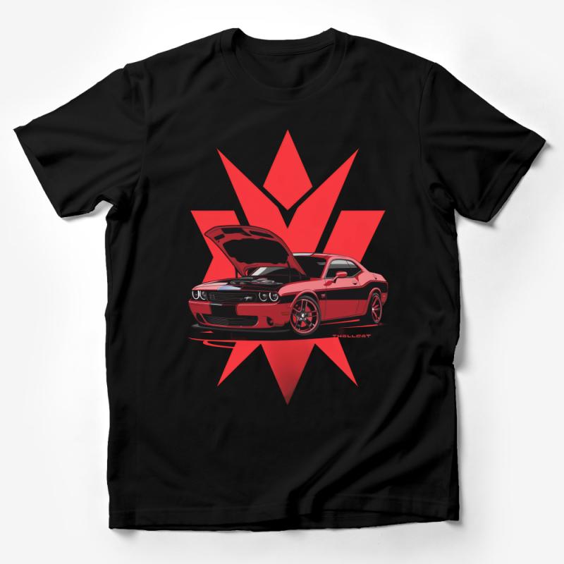 Muscle Car T-Shirt, Classic Red Challenger Graphic Tee, Car Enthusiast Gift, Automotive Apparel, Unisex Casual Wear Male T-Shirt