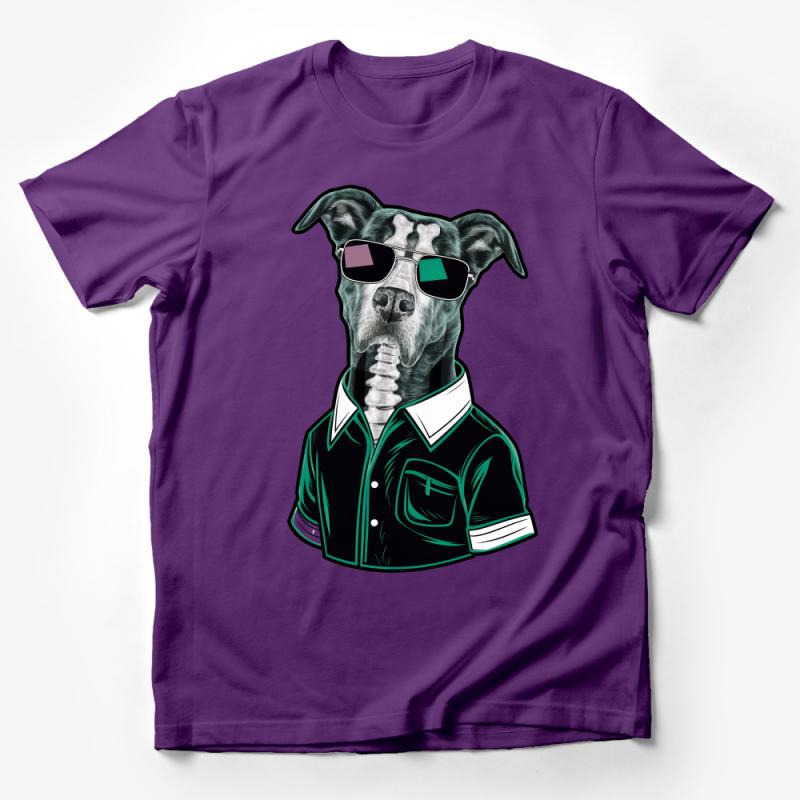 Cool Dog with Sunglasses Graphic Tee, Hipster Dog T-Shirt, Unisex Animal Print Shirt, Casual Street Style Top, Unique Pet Lover Gift Male T-Shirt