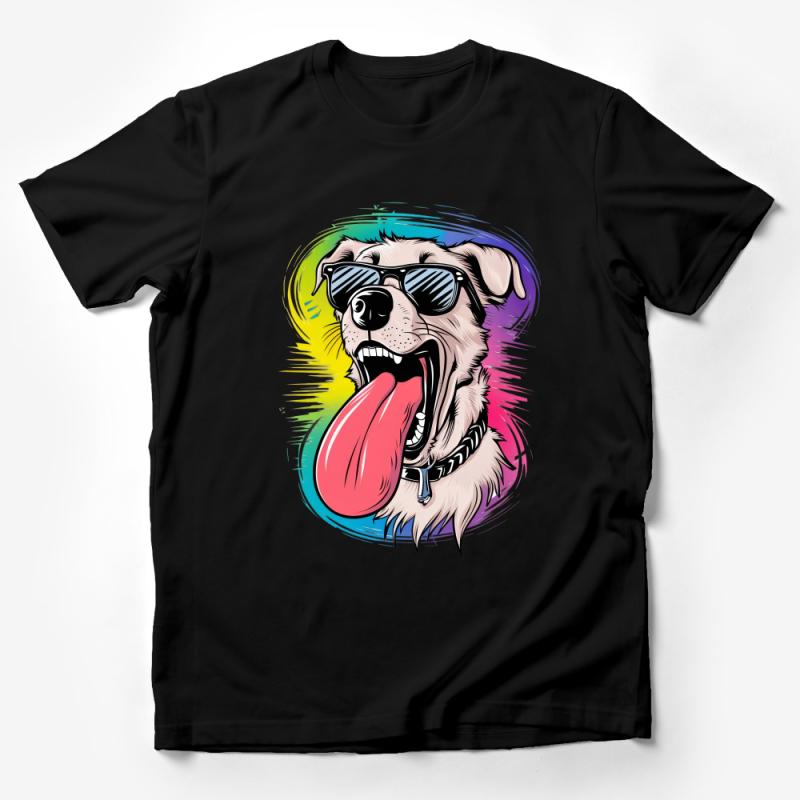 Cool Dog with Sunglasses T-Shirt, Colorful Pet Graphic Tee, Unisex Fashion Streetwear, Animal Lover Shirt, Hip Trendy Summer Top Male T-Shirt