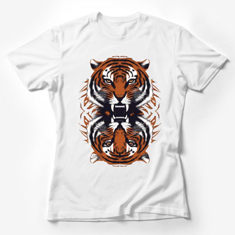 Fierce Tiger Graphic T-Shirt, Unisex Bold Animal Print Tee, Casual Streetwear Style, Men's and Women's Top Female T-Shirt