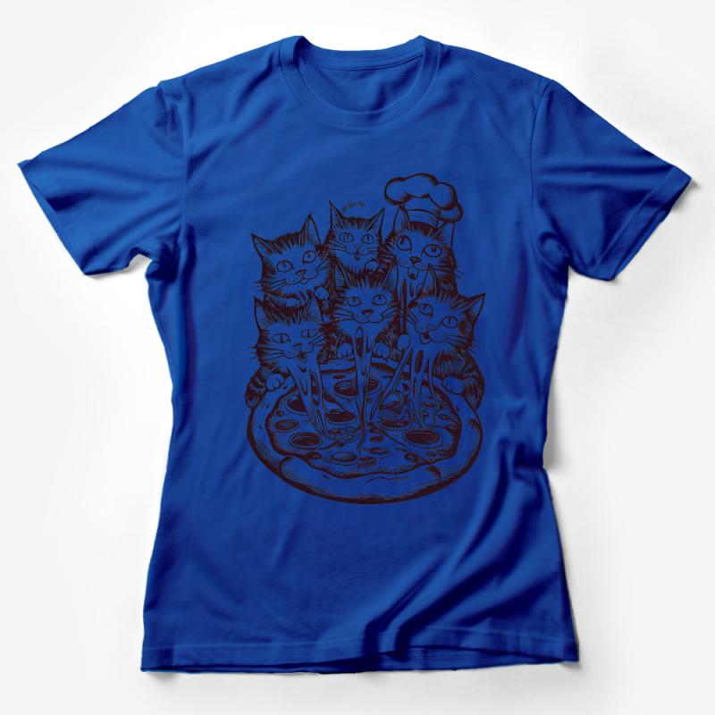 Cat Pizza Party T-Shirt, Cute Chef Kittens Graphic Tee, Unisex Cat Lover Pizza Shirt, Funny Feline Casual Wear, Unique Cat Gift Idea Female T-Shirt