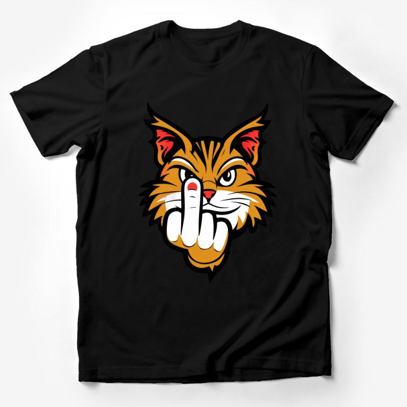 Unisex Cat Graphic Tee, Rude Cat Middle Finger T-Shirt, Funny Adult Humor Tee, Casual Streetwear, Rebel Kitty Shirt, Gift for Cat Lovers Male T-Shirt