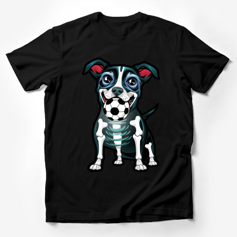 Cute Soccer Playing Dog T-Shirt, Colorful Pet Lover Tee, Cartoon Animal Graphic Shirt, Casual Unisex Clothing Male T-Shirt