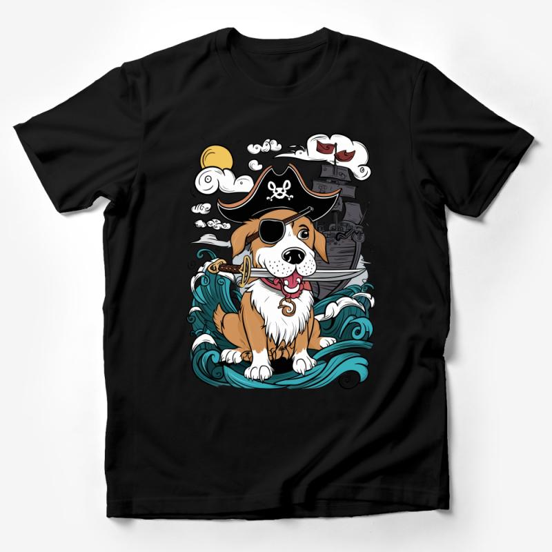 Pirate Dog T-Shirt, Cute Beagle in Sailor Costume, Animal Lover Gift, Nautical Pet Graphic Tee, Unisex Pirate Ship Ocean Theme Shirt Male T-Shirt