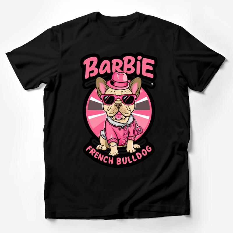 Funny French Bulldog T-Shirt, Barbie Inspired Dog Shirt, Pink Graphic Tee for Dog Lovers, Casual Pet Owner Gift Male T-Shirt