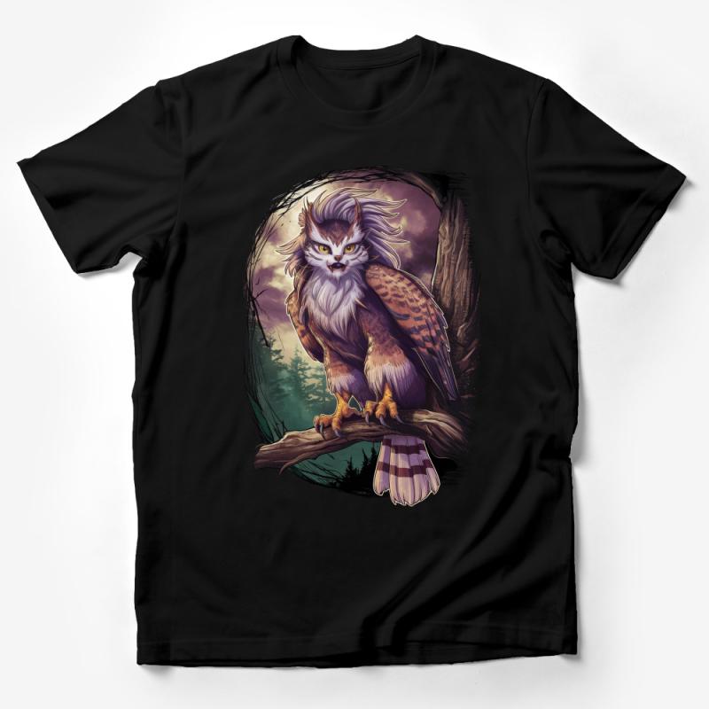 Mystical Owl Griffin Fantasy Art T-Shirt, Unique Magical Creature Tee, Nature Inspired, Unisex Graphic Shirt for All Ages Male T-Shirt