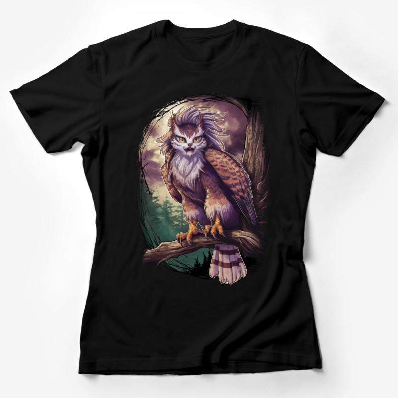 Mystical Owl Griffin Fantasy Art T-Shirt, Unique Magical Creature Tee, Nature Inspired, Unisex Graphic Shirt for All Ages Female T-Shirt