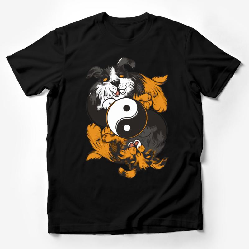 Yin Yang Dogs T-Shirt, Playful Pups Graphic Tee, Unisex Animal Balance Shirt Male T-Shirt