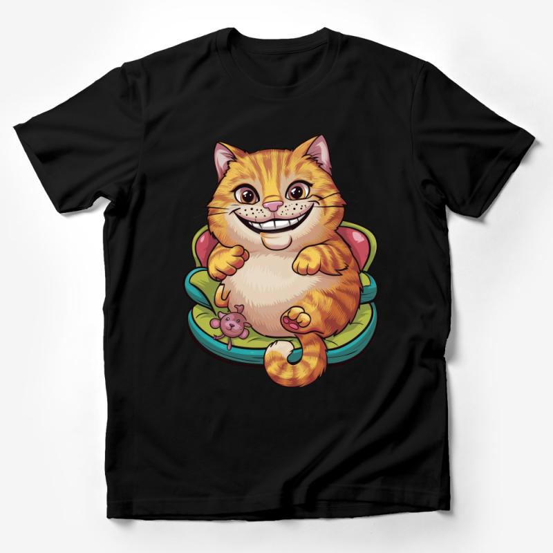 Chubby Orange Tabby Cat T-Shirt, Cute Kitten Graphic Tee, Cat Lover Gift, Funny Cat Cartoon Shirt, Unisex Adult Clothing Male T-Shirt