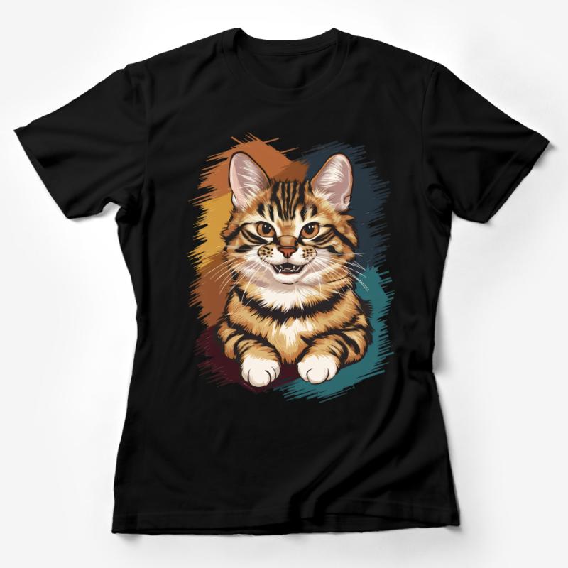 Whimsical Cat Art T-Shirt, Cute Feline Portrait Tee, Animal Lover Gift, Graphic Cat Design Shirt, Unisex Cat Lover Apparel Female T-Shirt