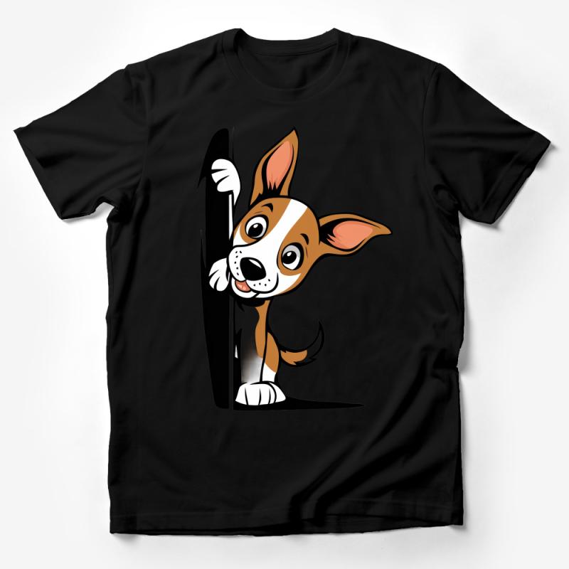 Cute Cartoon Dog T-Shirt, Playful Puppy Graphic Tee, Unisex Kids and Adult Sizes Male T-Shirt