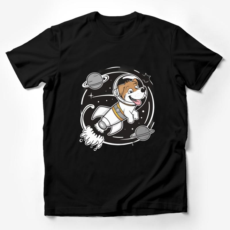 Kids Space Dog T-Shirt, Cute Astronaut Puppy Tee, Boys and Girls Cartoon Shirt, Outer Space Themed Clothing, Unisex Youth Apparel Male T-Shirt