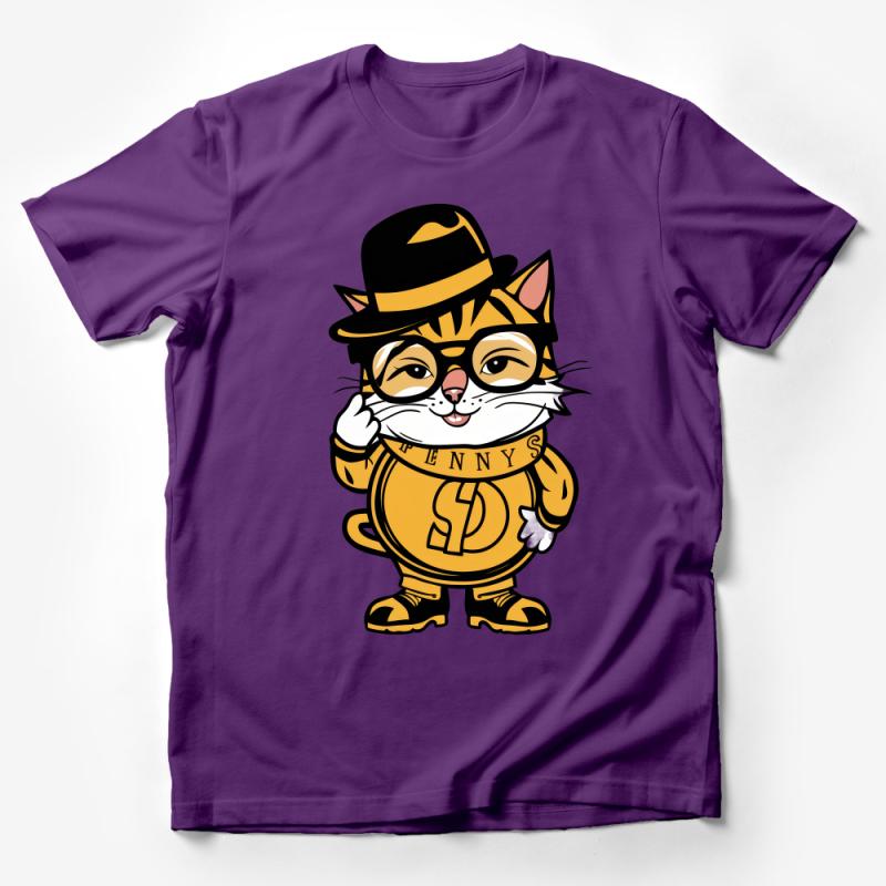 Cute Hipster Cat T-Shirt, Adorable Animal with Glasses Tee, Unique Cat Lover Gift, Unisex Cotton Shirt, Casual Cool Kitty Top Male T-Shirt