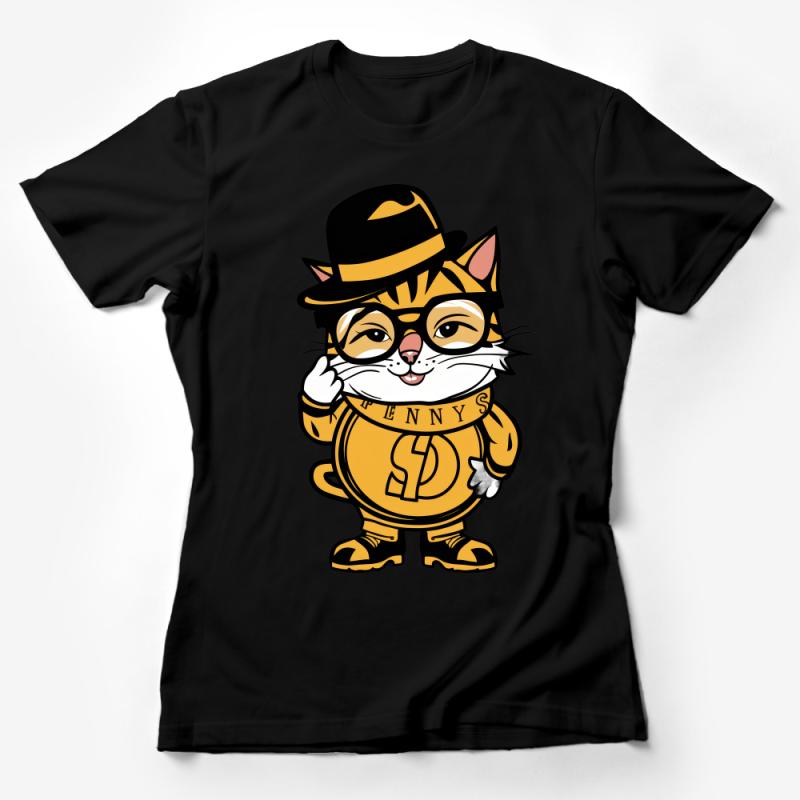 Cute Hipster Cat T-Shirt, Adorable Animal with Glasses Tee, Unique Cat Lover Gift, Unisex Cotton Shirt, Casual Cool Kitty Top Female T-Shirt