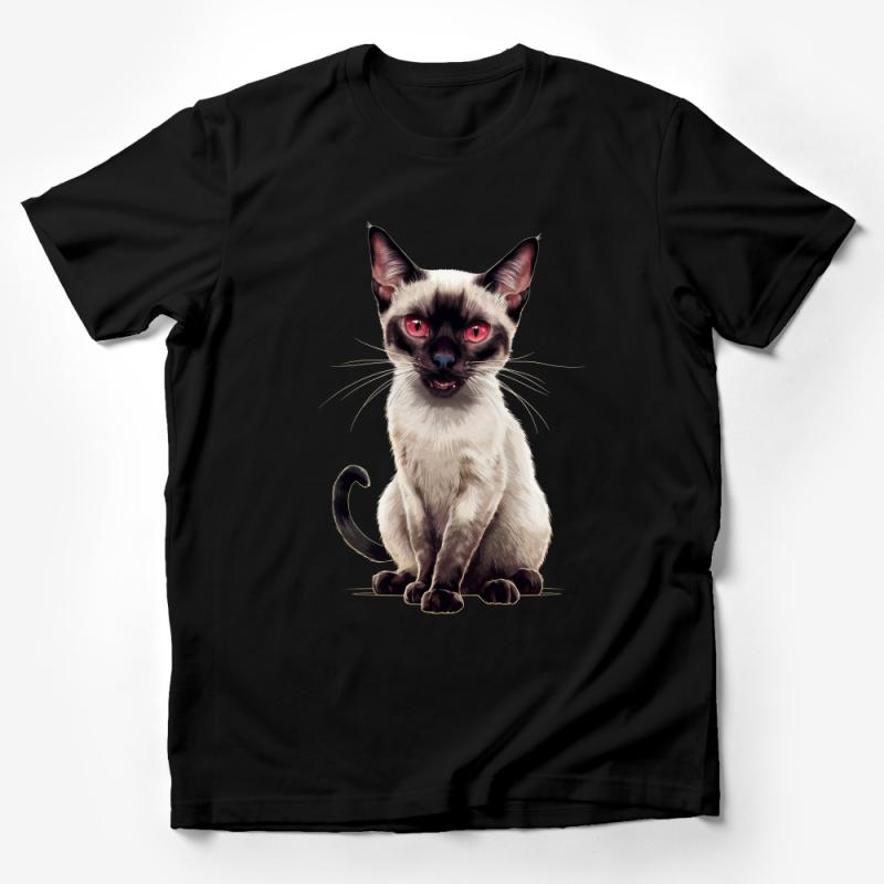 Siamese Cat T-Shirt, Cute Feline Graphic Tee, Animal Lover Gift, Unisex Casual Wear, Soft Cotton Shirt, Pet Portrait Top Male T-Shirt