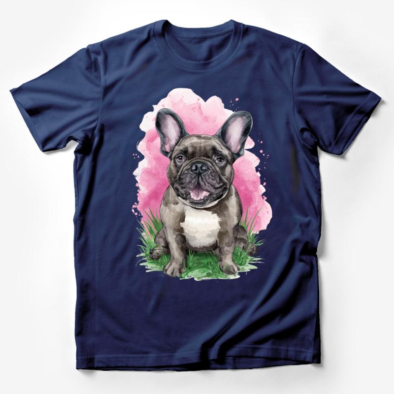 French Bulldog T-Shirt, Cute Dog Lover Tee, Watercolor Frenchie Graphic, Pet Owner Gift, Unisex Animal Shirt, Casual Canine Top Male T-Shirt