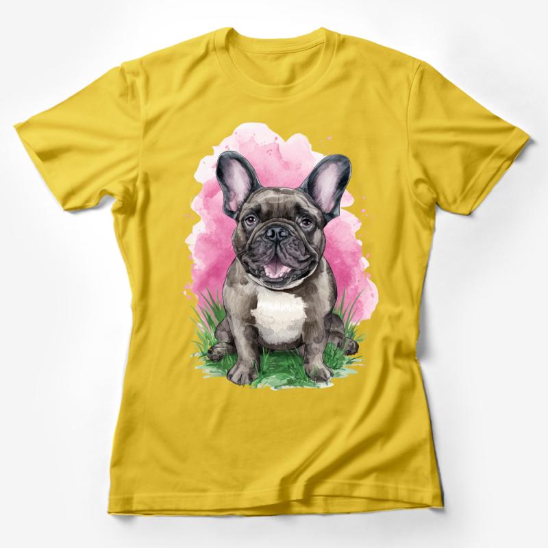 French Bulldog T-Shirt, Cute Dog Lover Tee, Watercolor Frenchie Graphic, Pet Owner Gift, Unisex Animal Shirt, Casual Canine Top Female T-Shirt