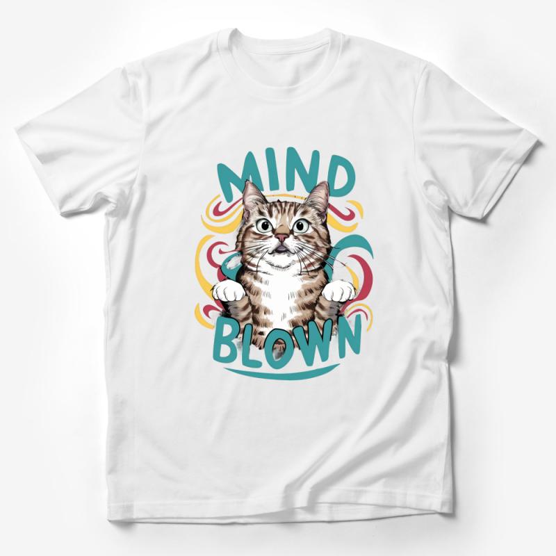 Mind Blown Cat T-Shirt, Funny Cat Lover Gift, Whimsical Kitty Graphic Tee, Unique Pet Owner Shirt, Cool Feline Art Top, Unisex Adult Clothing Male T-Shirt