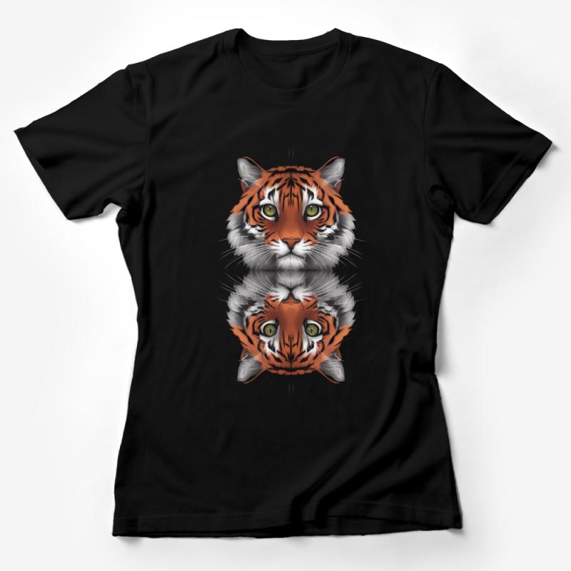 Tiger Face Reflection Graphic Tee, Unisex T-Shirt with Wildlife Art, Animal Lover Gift, Nature Inspired Clothing, Cool Tiger T-Shirt Female T-Shirt