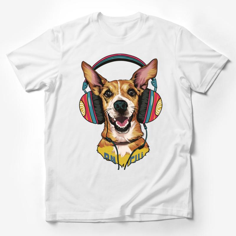 Funky Dog DJ T-Shirt, Cool Corgi with Headphones Graphic Tee, Unisex Music Lover Shirt, Pet Illustration Cotton Top, Party Animal Tee Male T-Shirt