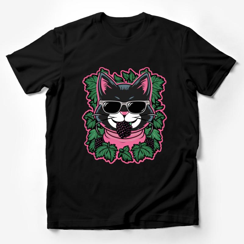 Funny Cat T-Shirt With Sunglasses, Cute Black Cat Graphic Tee, Hipster Kitty Shirt, Cat Lover Unisex Apparel, Casual Feline Wear Male T-Shirt